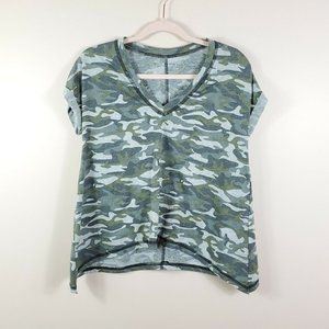 R&R SURPLUS boxy camo print rolled cuff casual tee